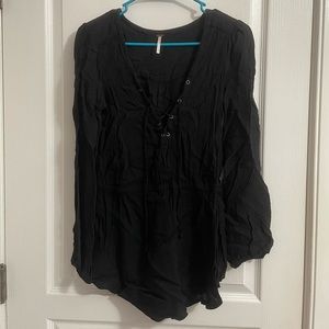 Free People black lace-up shirt